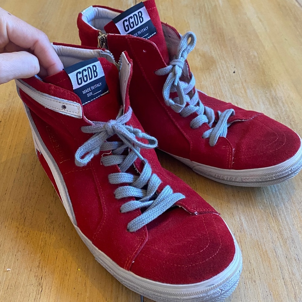 Golden Goose Sneakers, red high top size 42